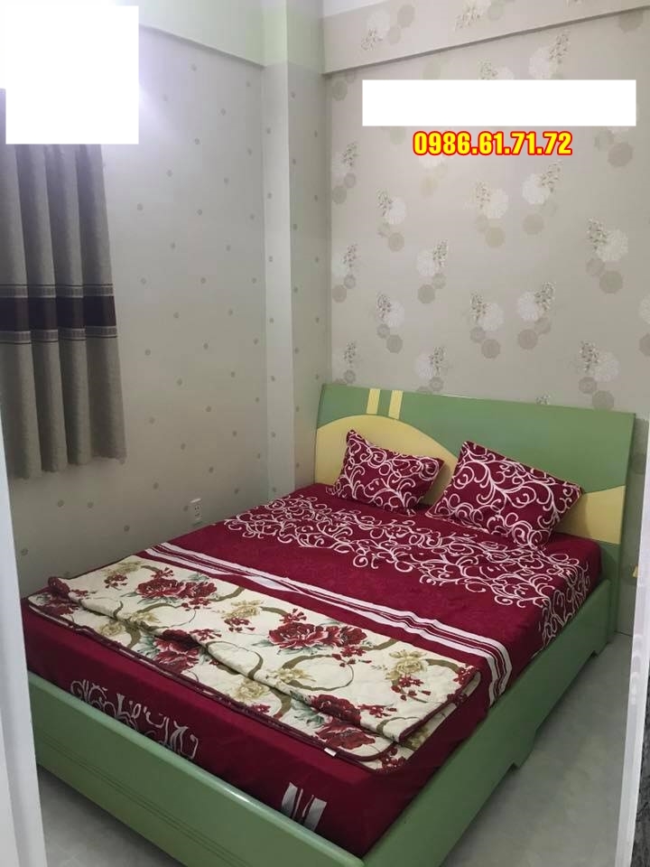 Phòng ngủ có đầy đủ chăn, ra, mền, gối trong căn hộ chung cư D7 - D10 tại Phan Rang