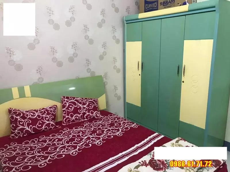 Phòng ngủ và nột thất bên trong của căn hộ chung cư D7 - D10 gần biển Bình Sơn